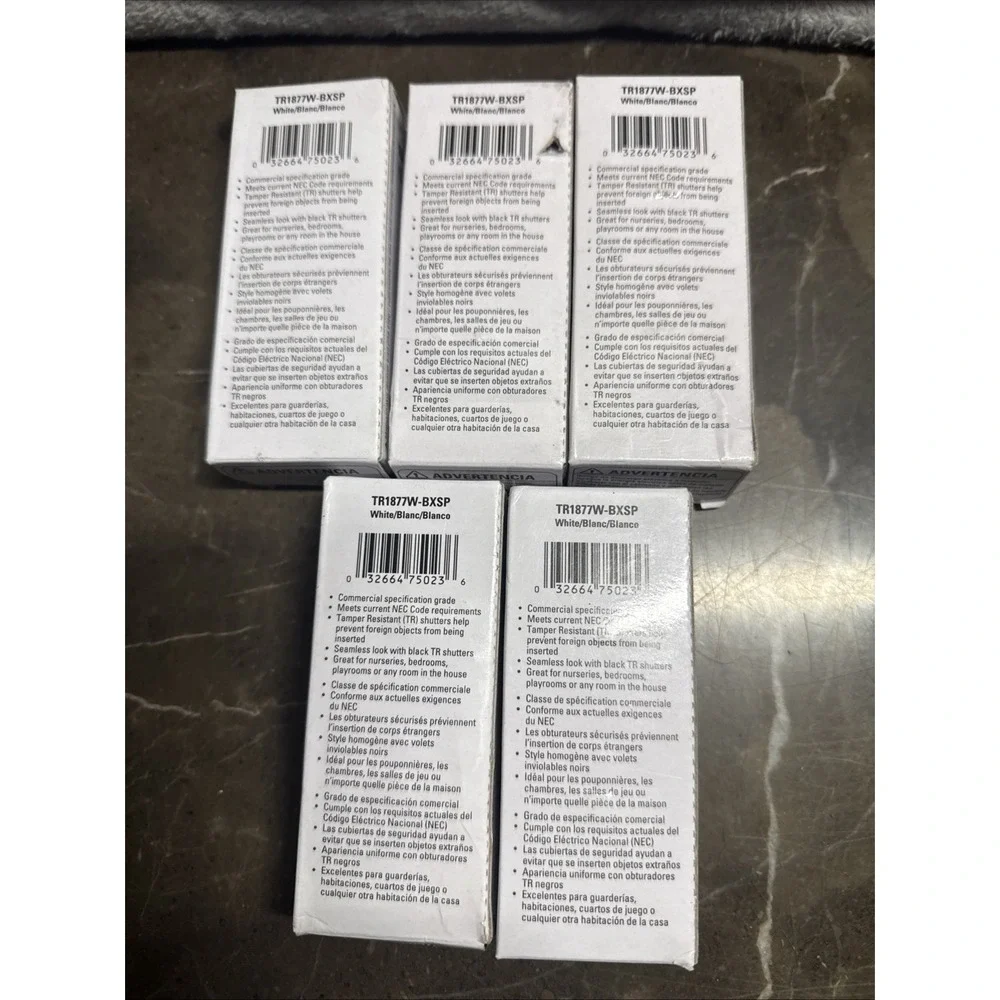 Lot of 5 Eaton TR1877W-Bxsp Single Receptacle 20A‎ White